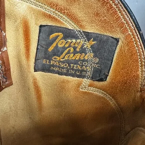 Vintage Tony Lama Mens Size 10.5 E Brown Leather Western Cowboy Boots Style 3084 - Picture 12 of 12